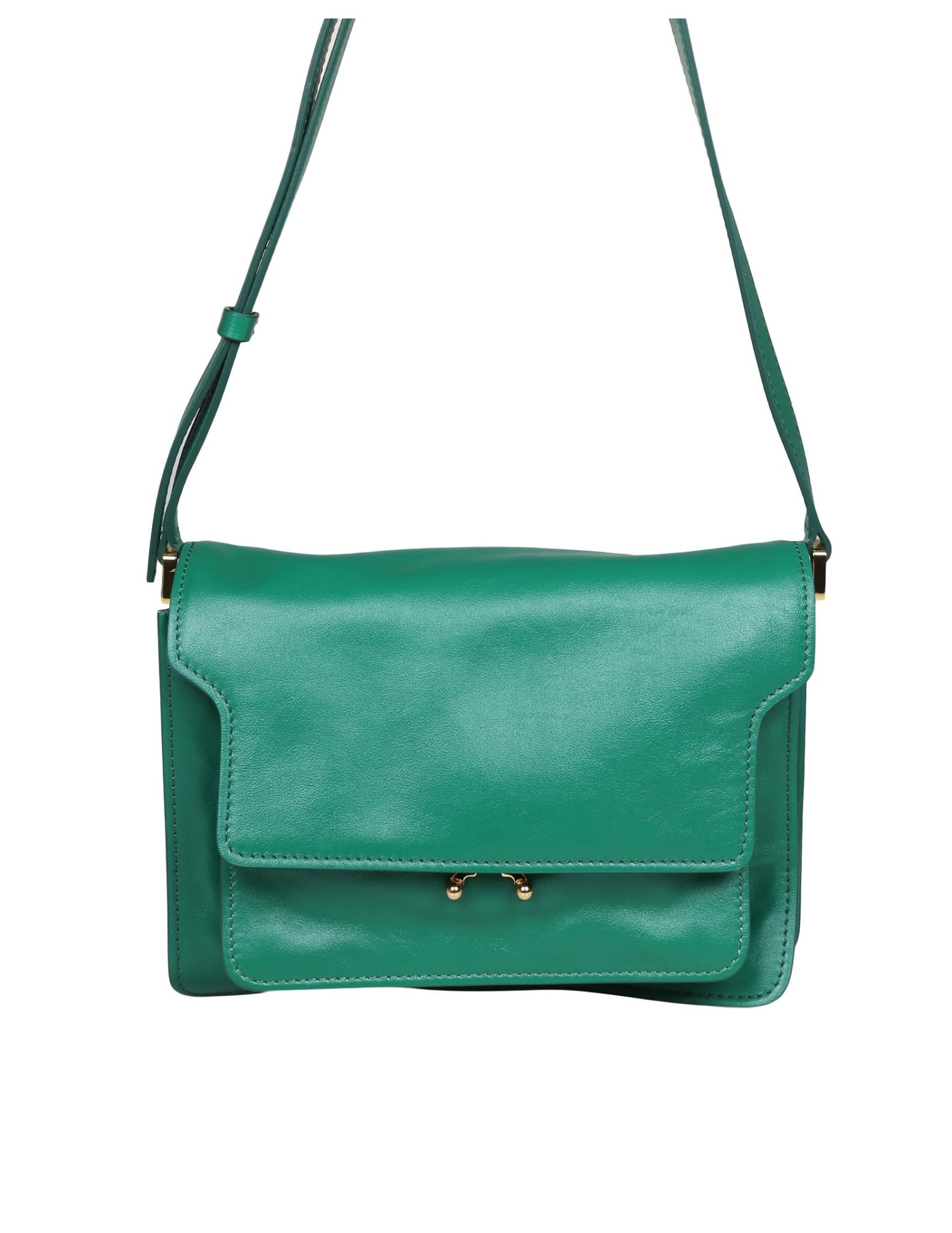 Marni Trunk Soft Shoulder Bag In Green Leather Women CELA VOGUE KSA